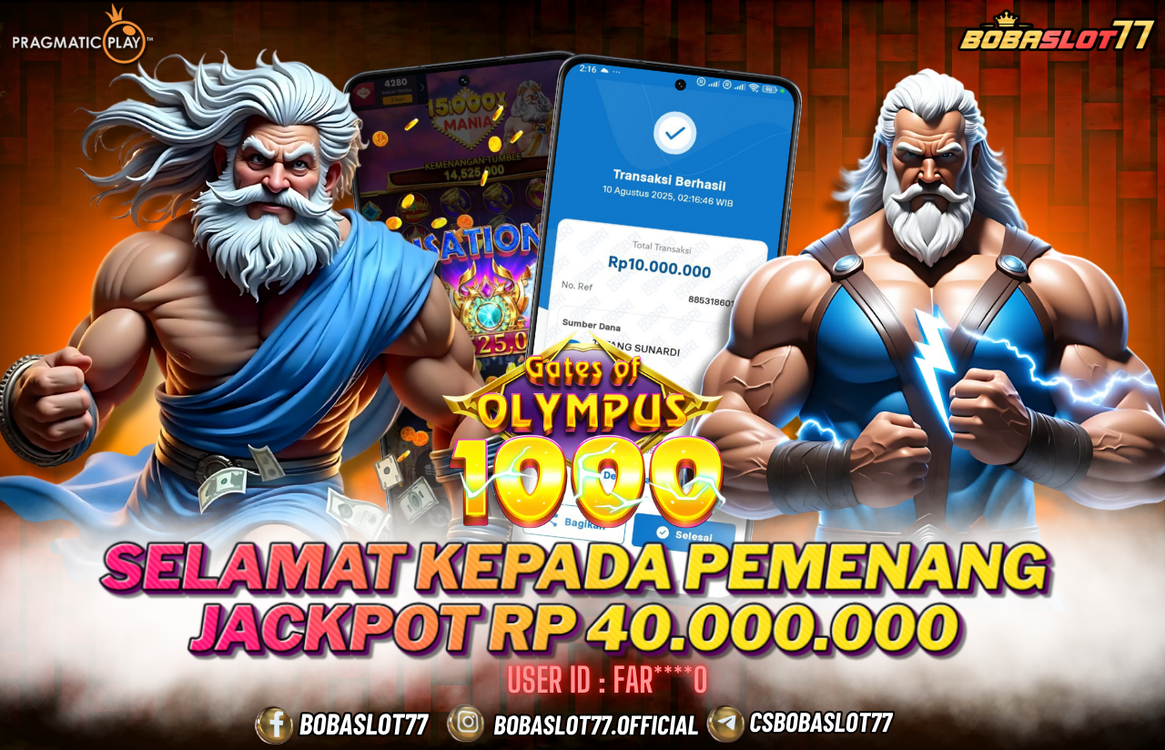 Selamat kepada user id : far****0 Wede Rp 10.000.000 di Game GATES OF OLYMPUS 1000 PRAGMATIC PLAY Cair Gk Sampe 1 Menit! Menang Mudah di Bobaslot77